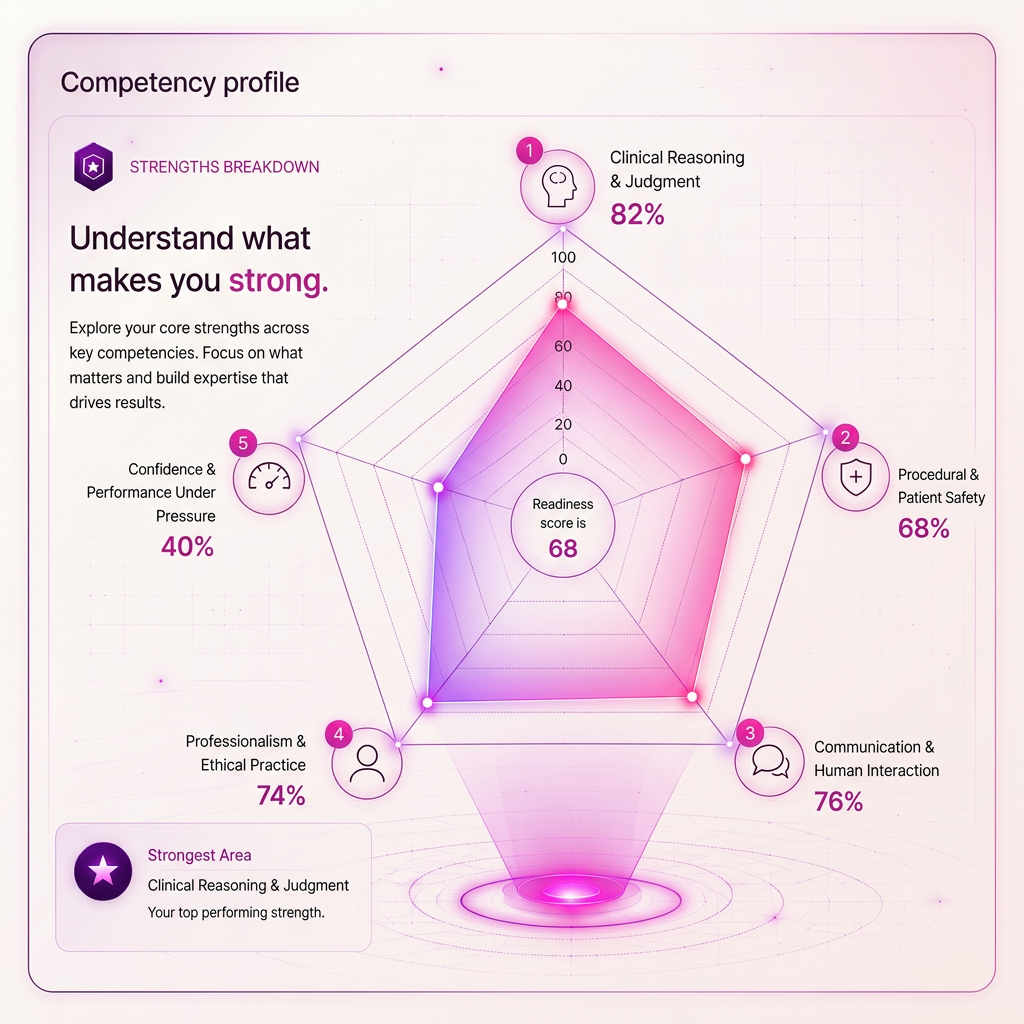 Competency profile — strengths breakdown radar visualization